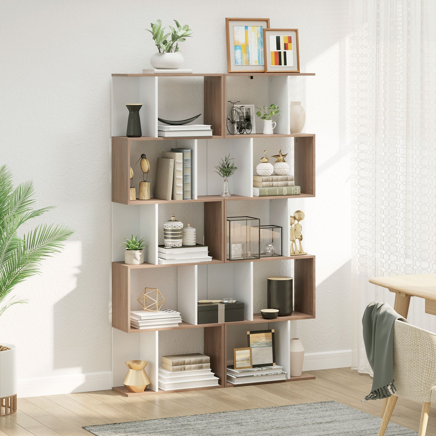 AI62 Decor S-Shaped Wooden Bookcase