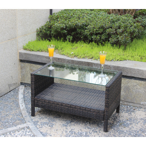 AI62 Decor Outdoor Patio Coffee Table with Tempered Glass