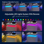 LED Bedside Nightstand with 2 Drawers AI62Decor