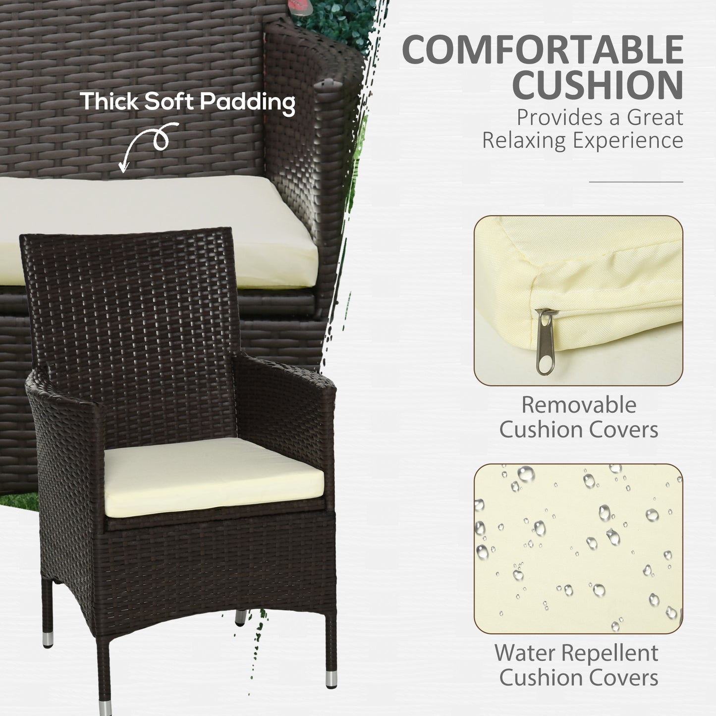 AI62 Decor 2-Piece Outdoor Rattan Dining Chairs with Cushions – Coffee