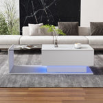 Modern LED Coffee Table with Glass & Drawer AI62Decor