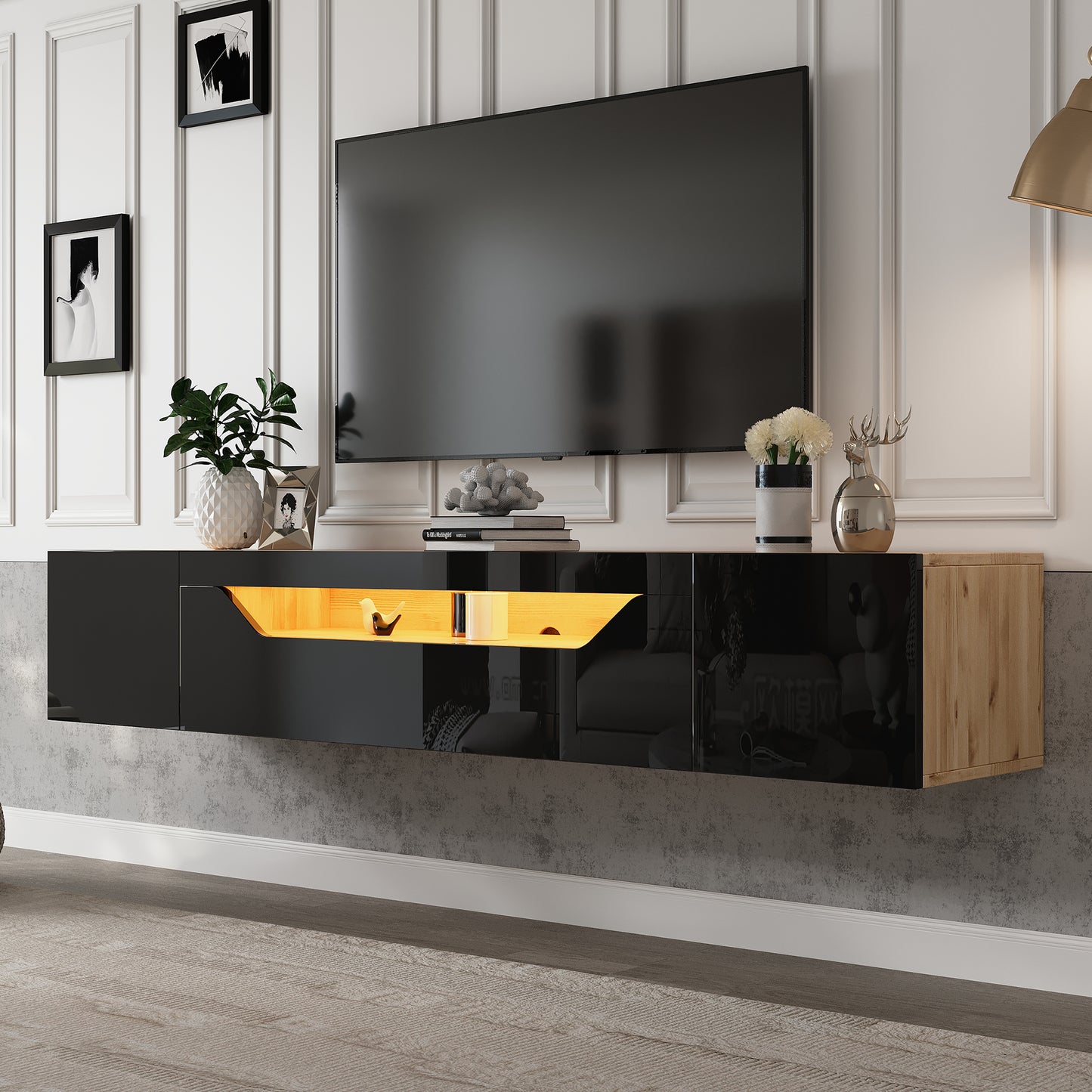 AI62 Decor Wall Mounted TV Cabinet with LED Lighting