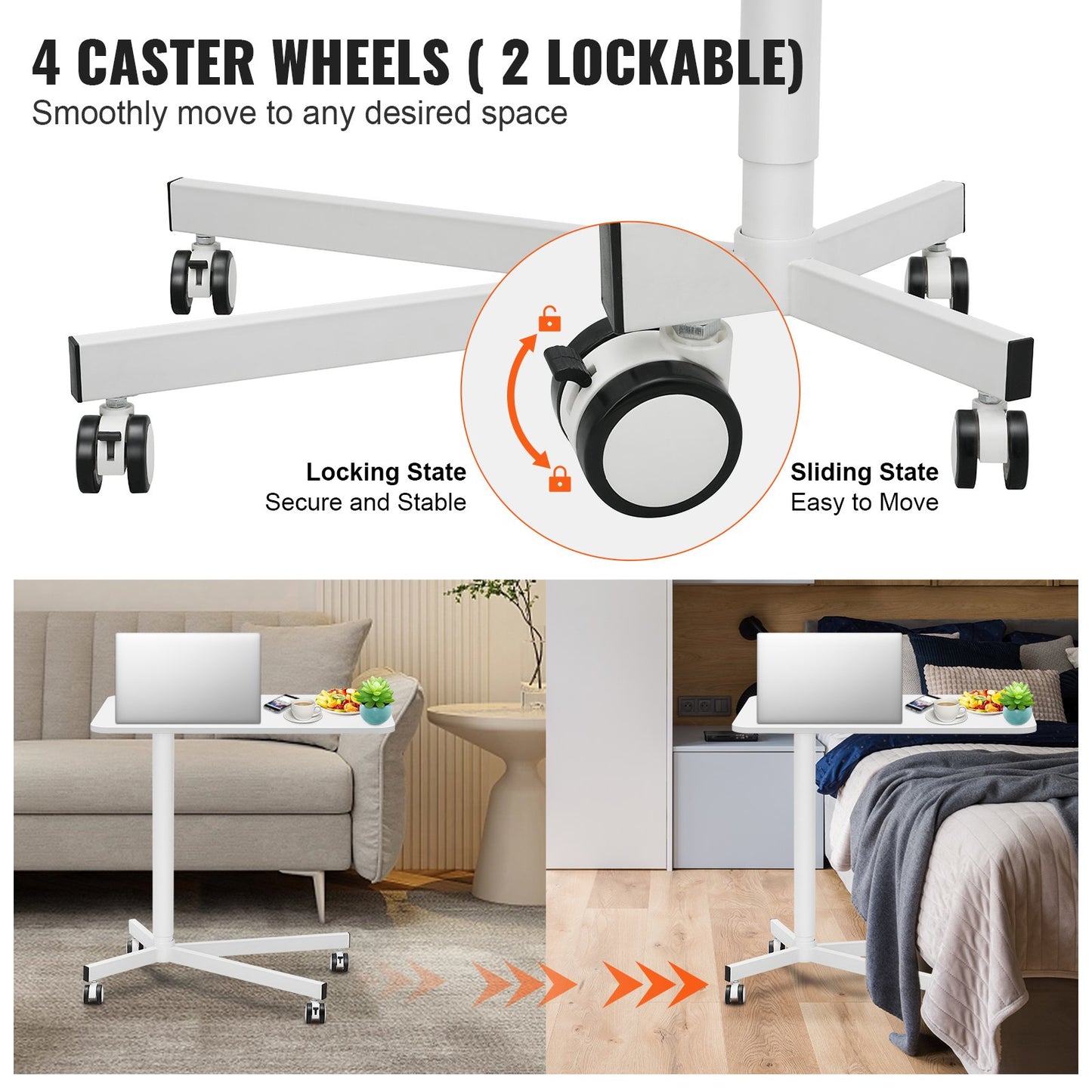 AI62 Decor Mobile Height Adjustable Standing Desk with Wheels 28.5–44.2