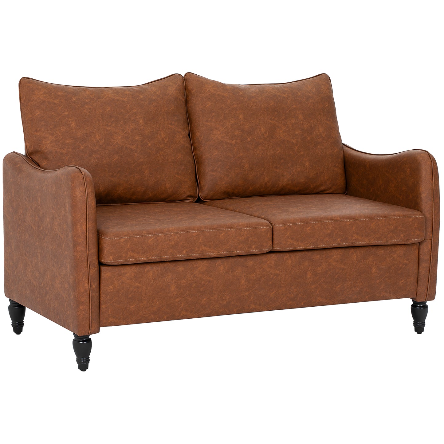 AI62 Decor Faux Leather Marble-Effect Two-Seater Sofa - Brown