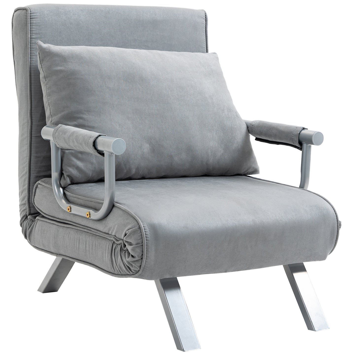 AI62 Decor Suedette Adjustable Back Futon Sofa Chair - Grey