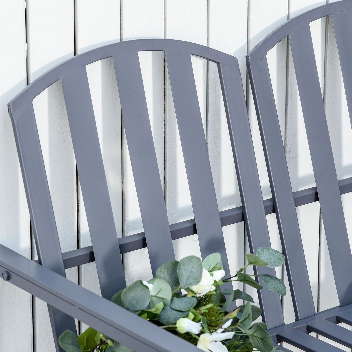 AI62 Decor Steel Outdoor Garden Loveseat Bench – Grey