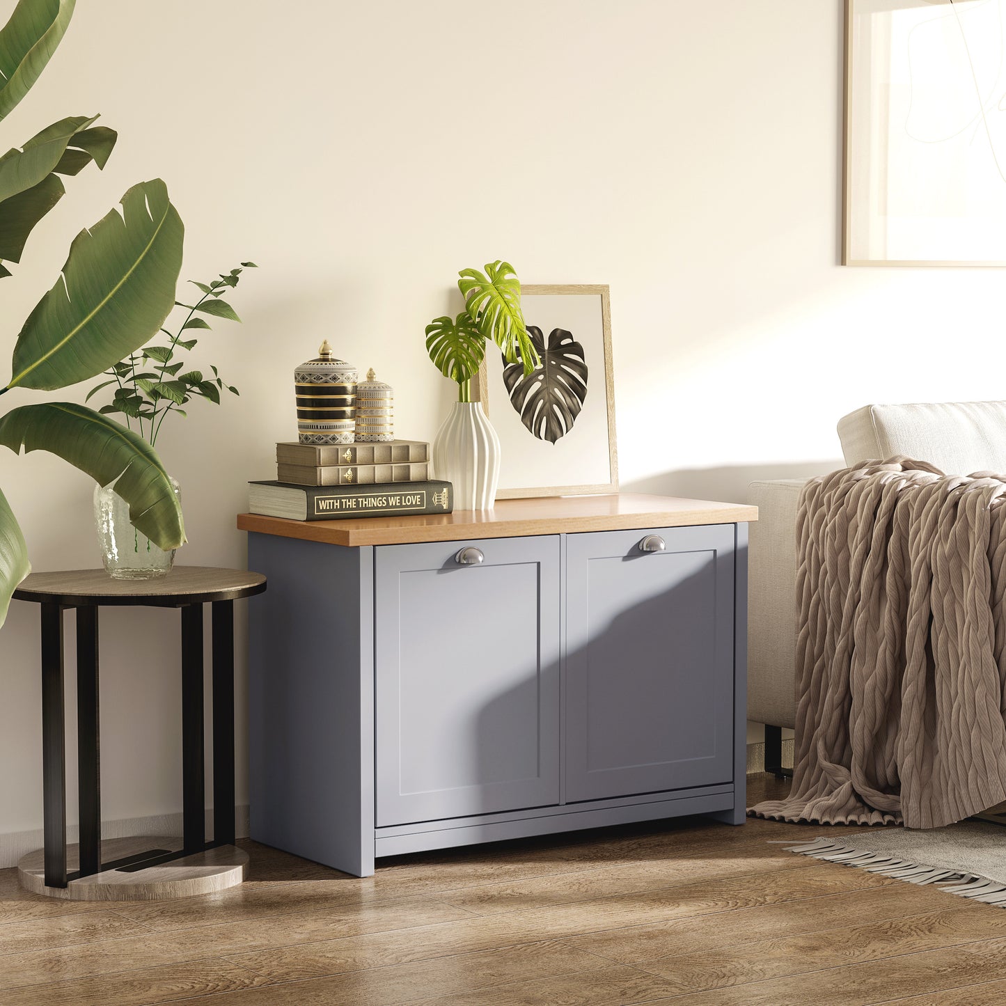 AI62 Decor  Modern Grey Shoe Cabinet with 2 Doors