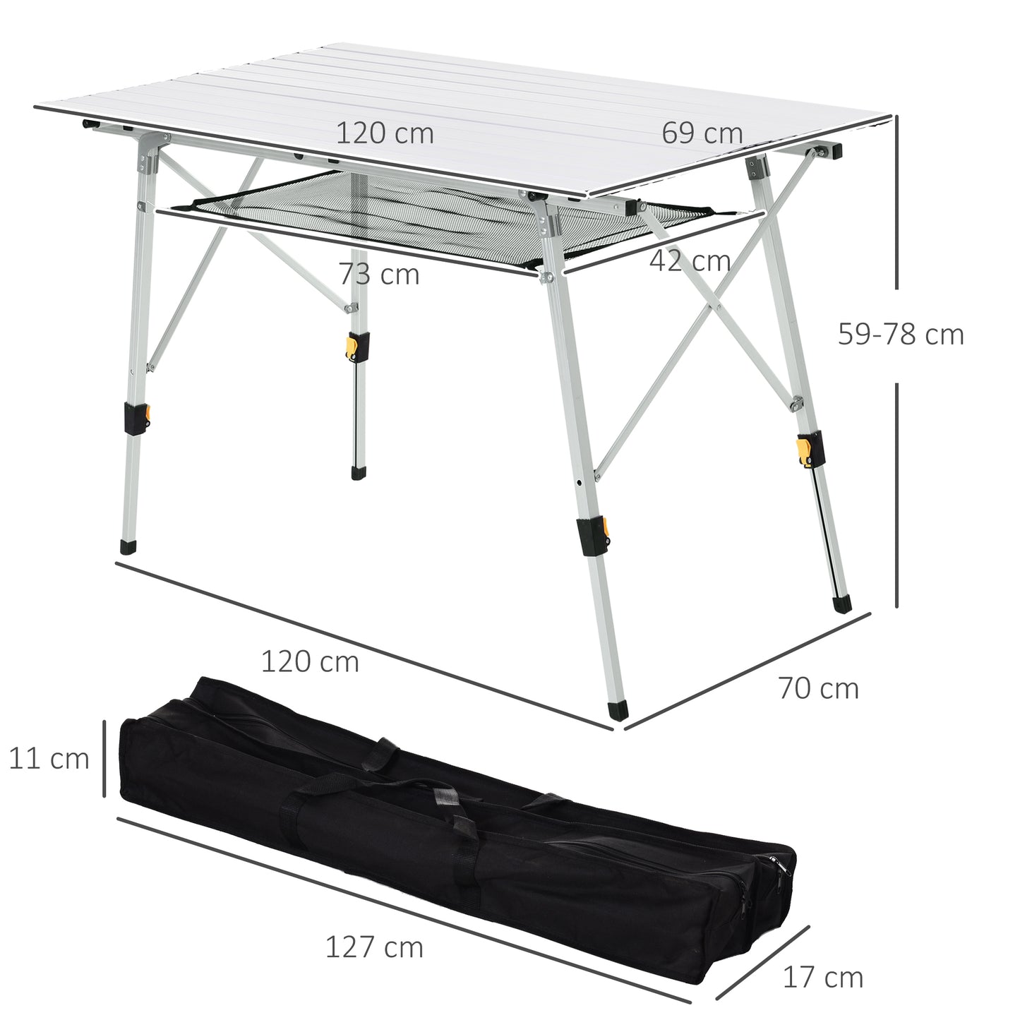 AI62 Decor 4FT Folding Aluminium Picnic Table with Carry Bag