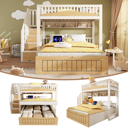 AI62 Decor Kids Bunk Bed with Staircase