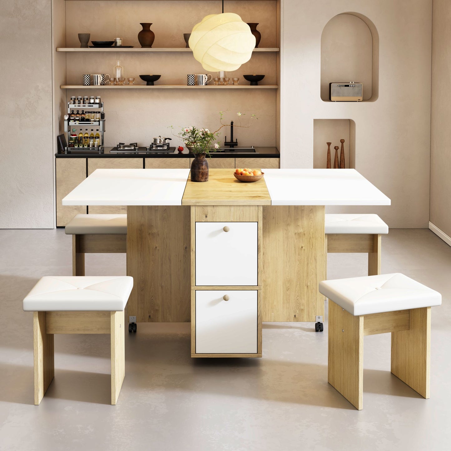 AI62 Decor 120x80x75cm Extendable Dining Table & 4 Chairs