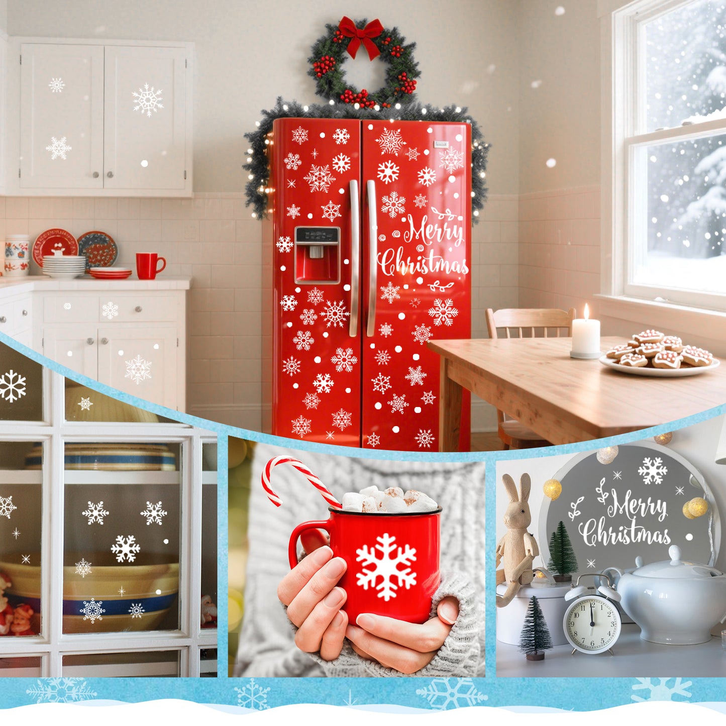 AI62 Decor 157-Piece Christmas Snowflake Window Stickers – Reusable
