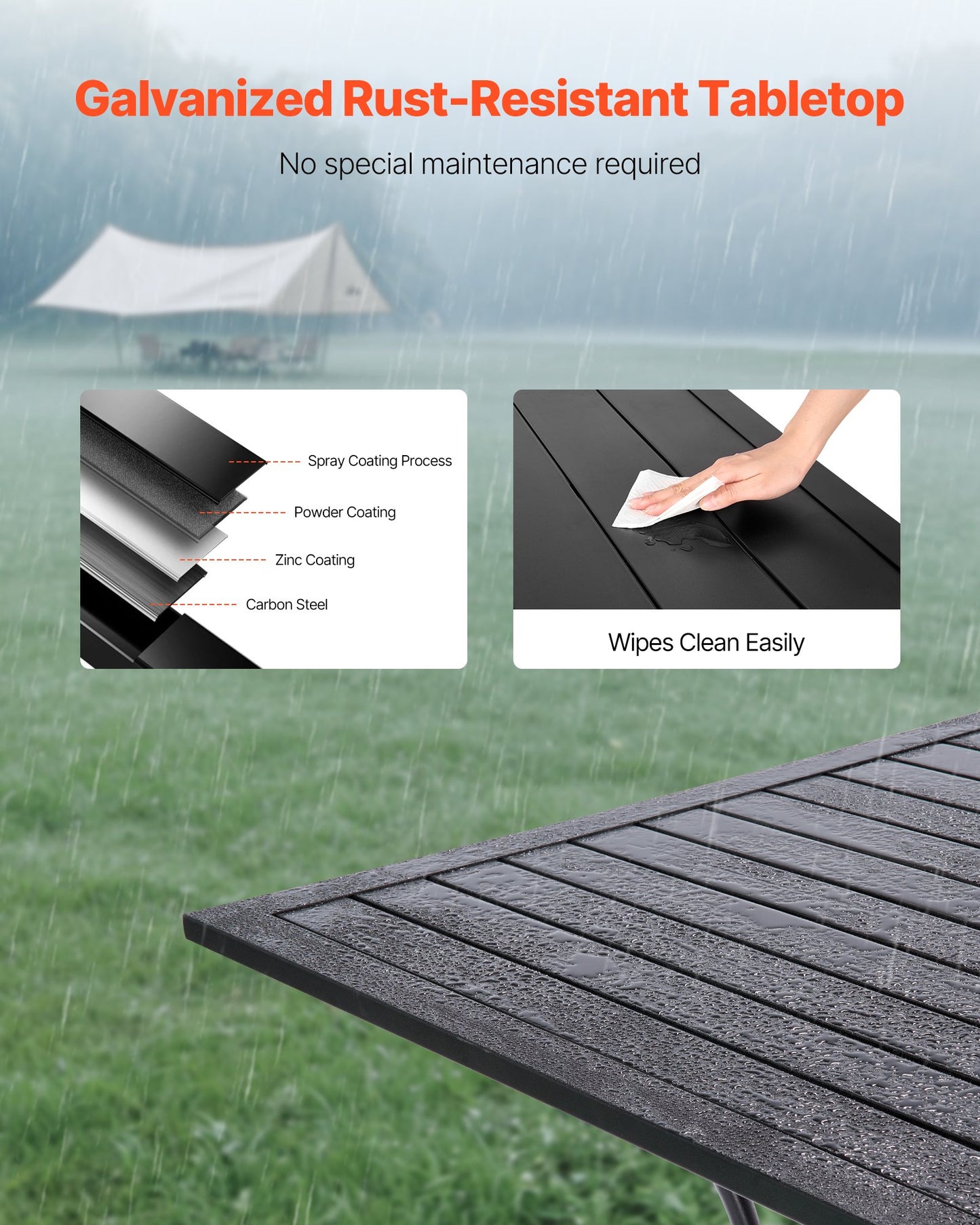 AI62 Decor Metal Steel Slat Garden Bistro Table with Umbrella Hole