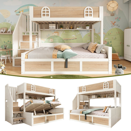 AI62 Decor Staircase Bunk Beds For Kids With Hydraulic Storage
