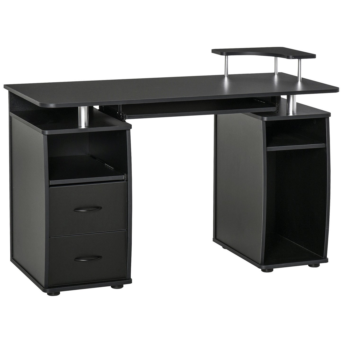 AI62 Decor Black Computer Desk with Keyboard Tray & CPU Shelf
