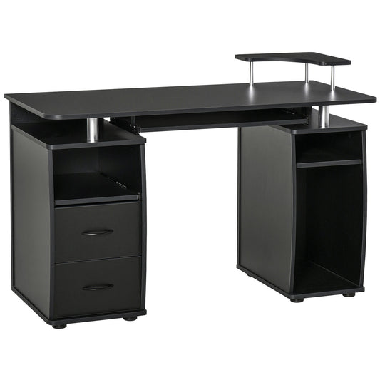 AI62 Decor Black Computer Desk with Keyboard Tray & CPU Shelf