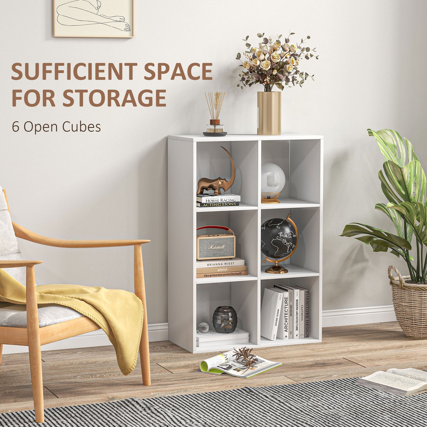 AI62 Decor  6-Cube Bookshelf - White