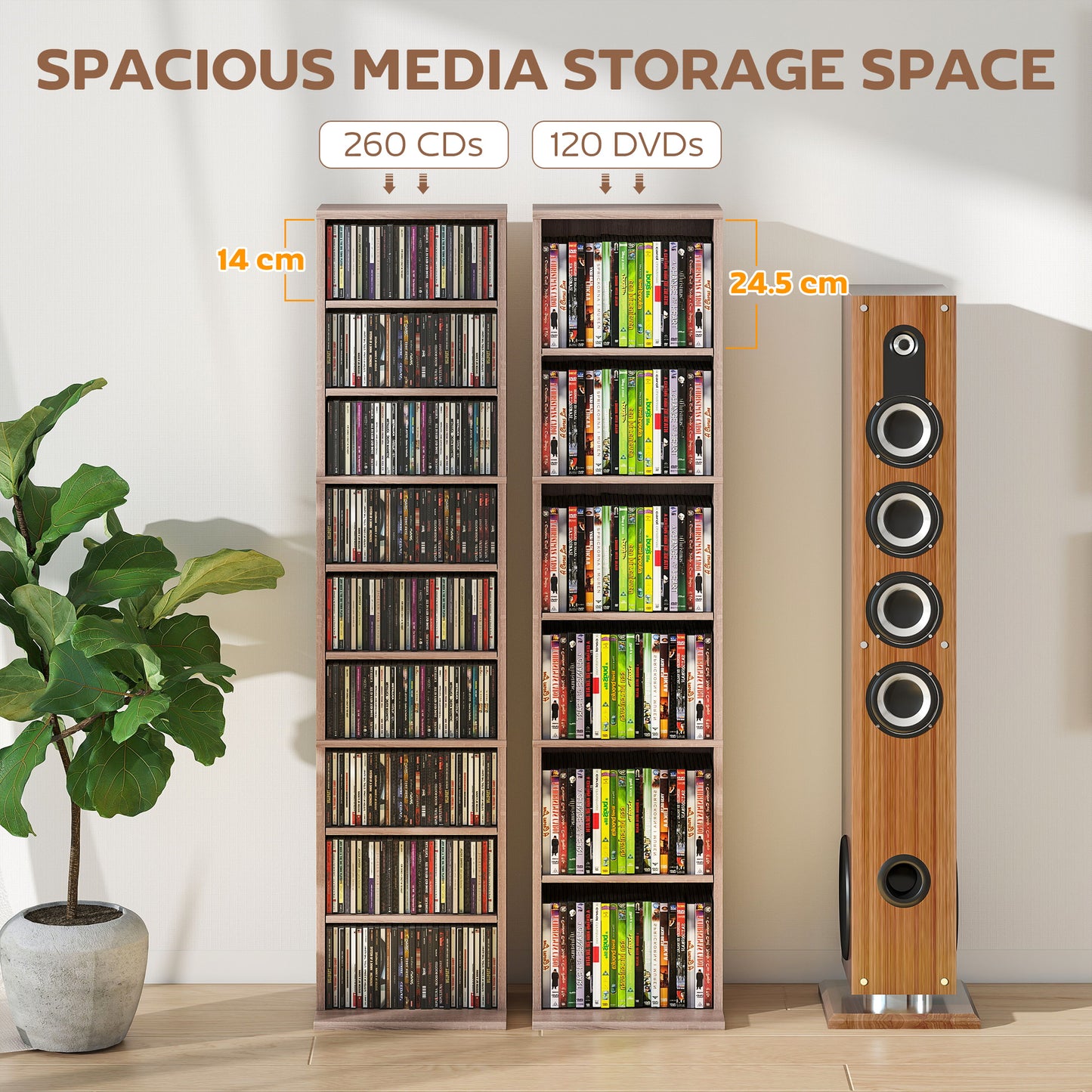 AI62 Decor 260 Narrow CD Storage Unit - Natural Wood Finish