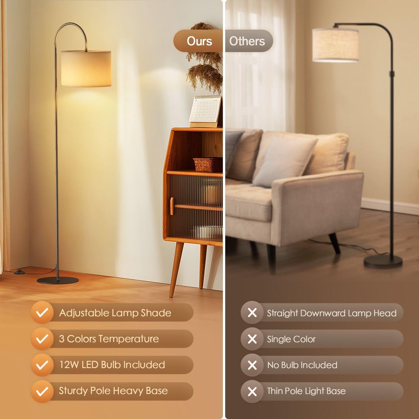 AI62 Decor Modern Cloth Bedside Floor & Table Lamp