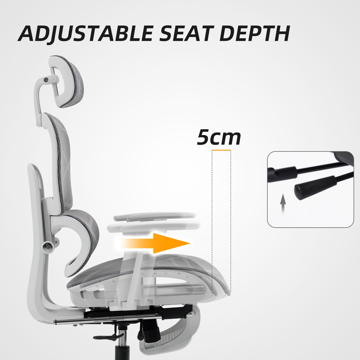 AI62 Decor Multi-Adjustable Mesh Office Chair - Grey And White