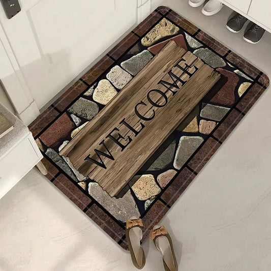 AI62 Decor Cobblestone Non-Slip Welcome Entrance Door Mat