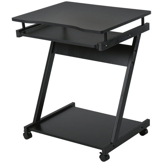 AI62 Decor Movable Computer Desk with Keyboard Tray & Wheels – Black