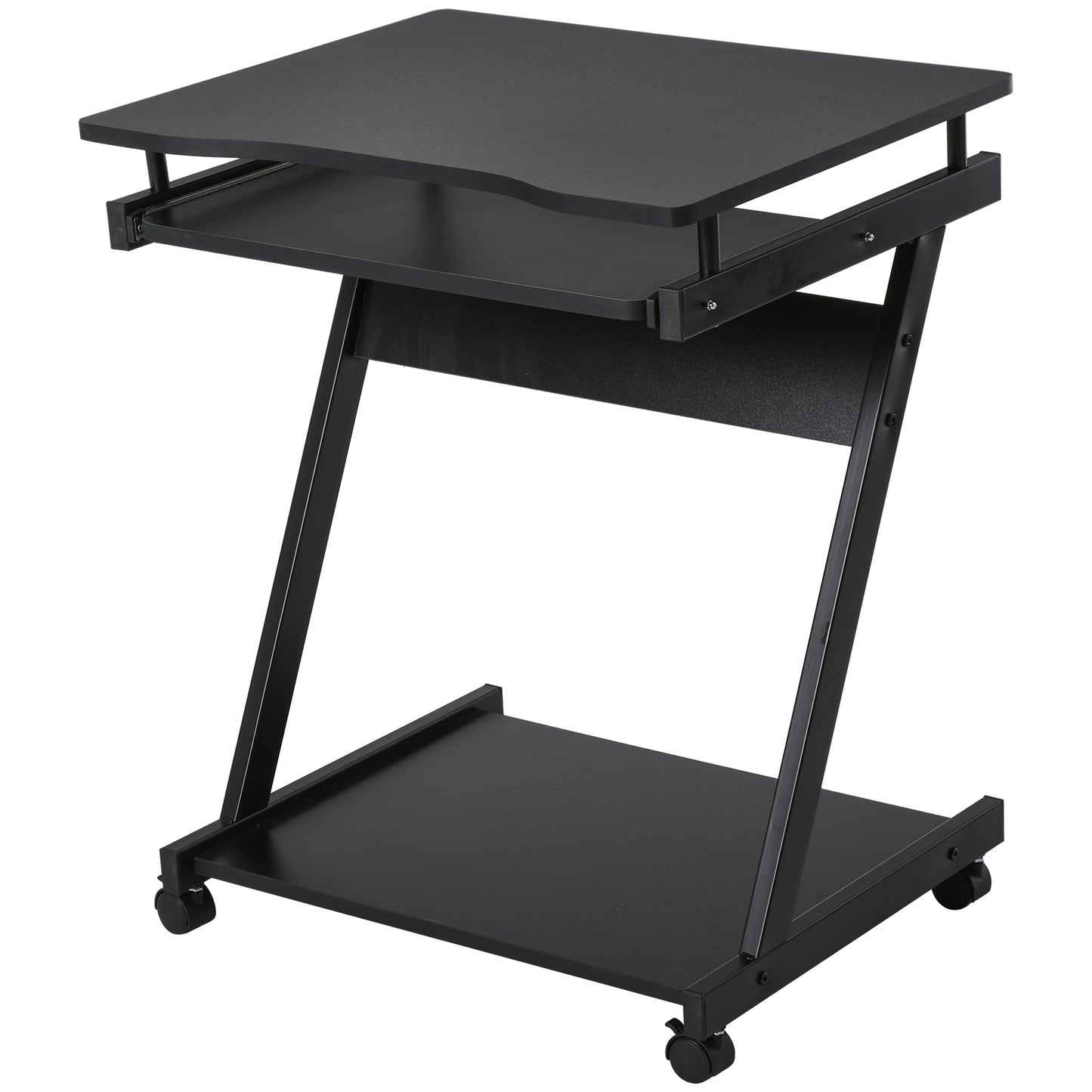 AI62 Decor Movable Computer Desk with Keyboard Tray & Wheels – Black