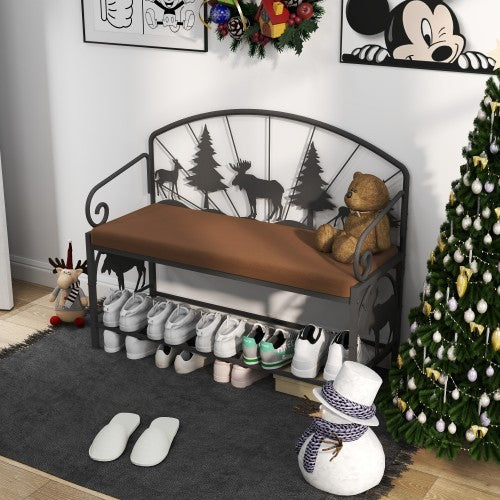 AI62 Decor Rustic Shoe Rack Bench for Entryway & Small Spaces
