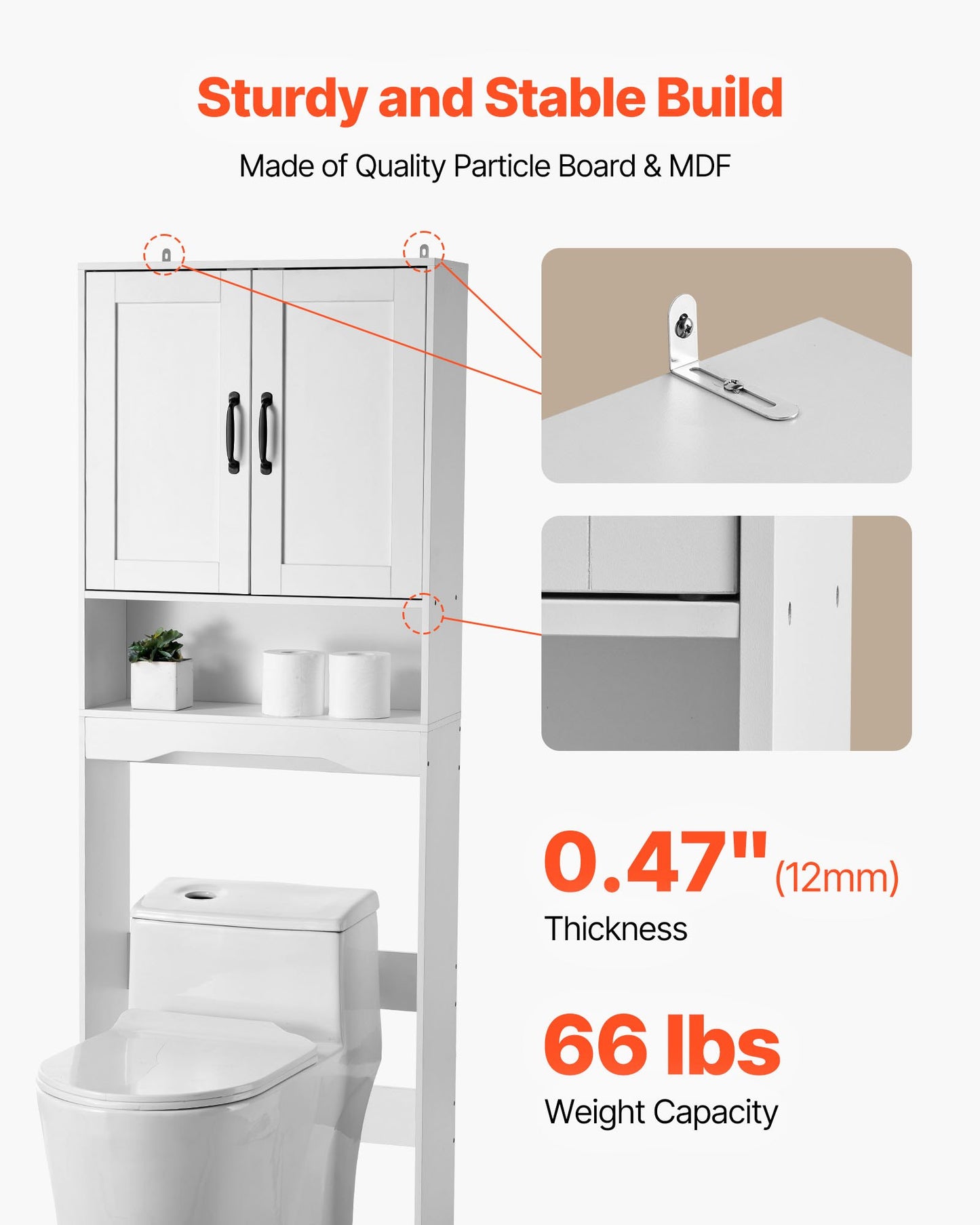 AI62 Decor Space-Saving Toilet Storage Cabinet with Open Shelf