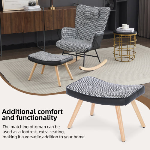 AI62 Decor Adult Rocking Chair – High Back Recliner with Solid Wood Legs