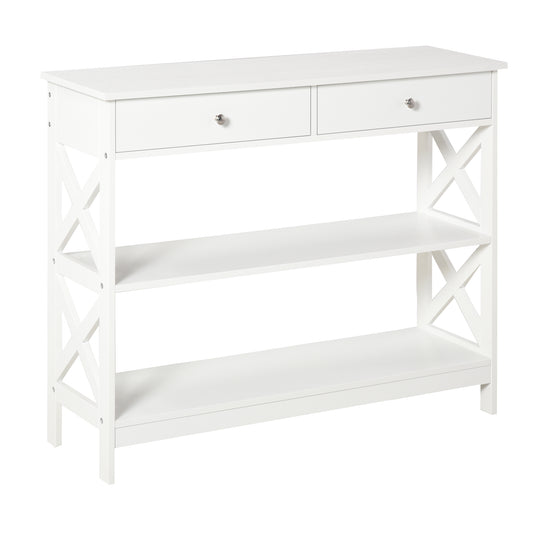 AI62 Decor  Modern White Side Desk with Storage Drawers