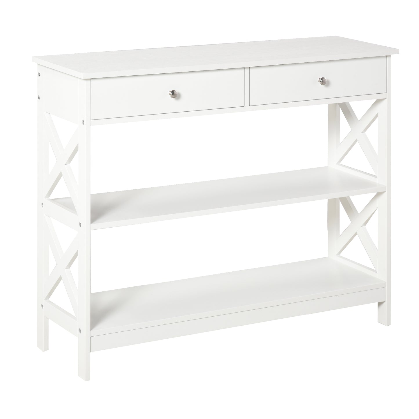 AI62 Decor  Modern White Side Desk with Storage Drawers