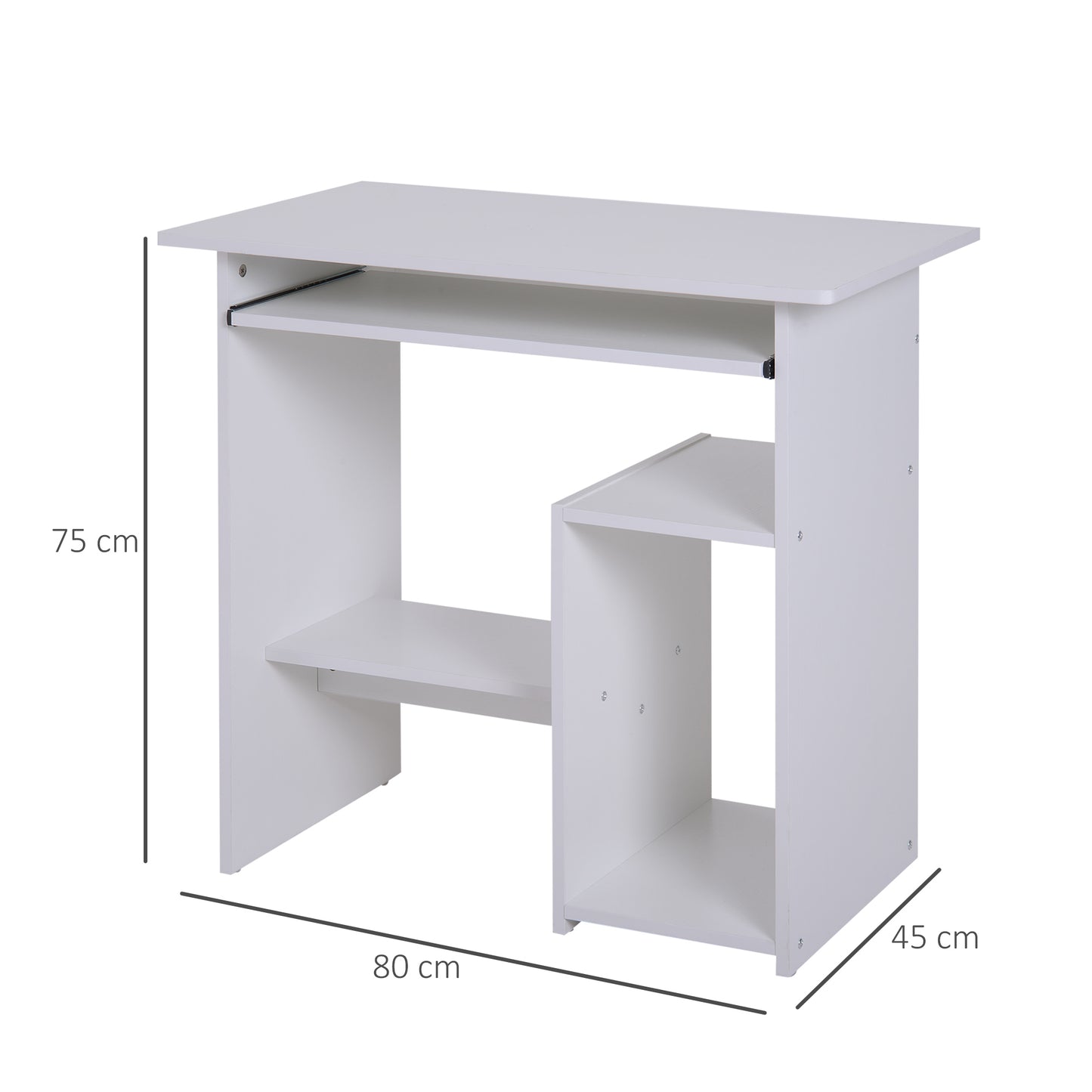 AI62 Decor Compact White Computer Desk with Storage Shelf
