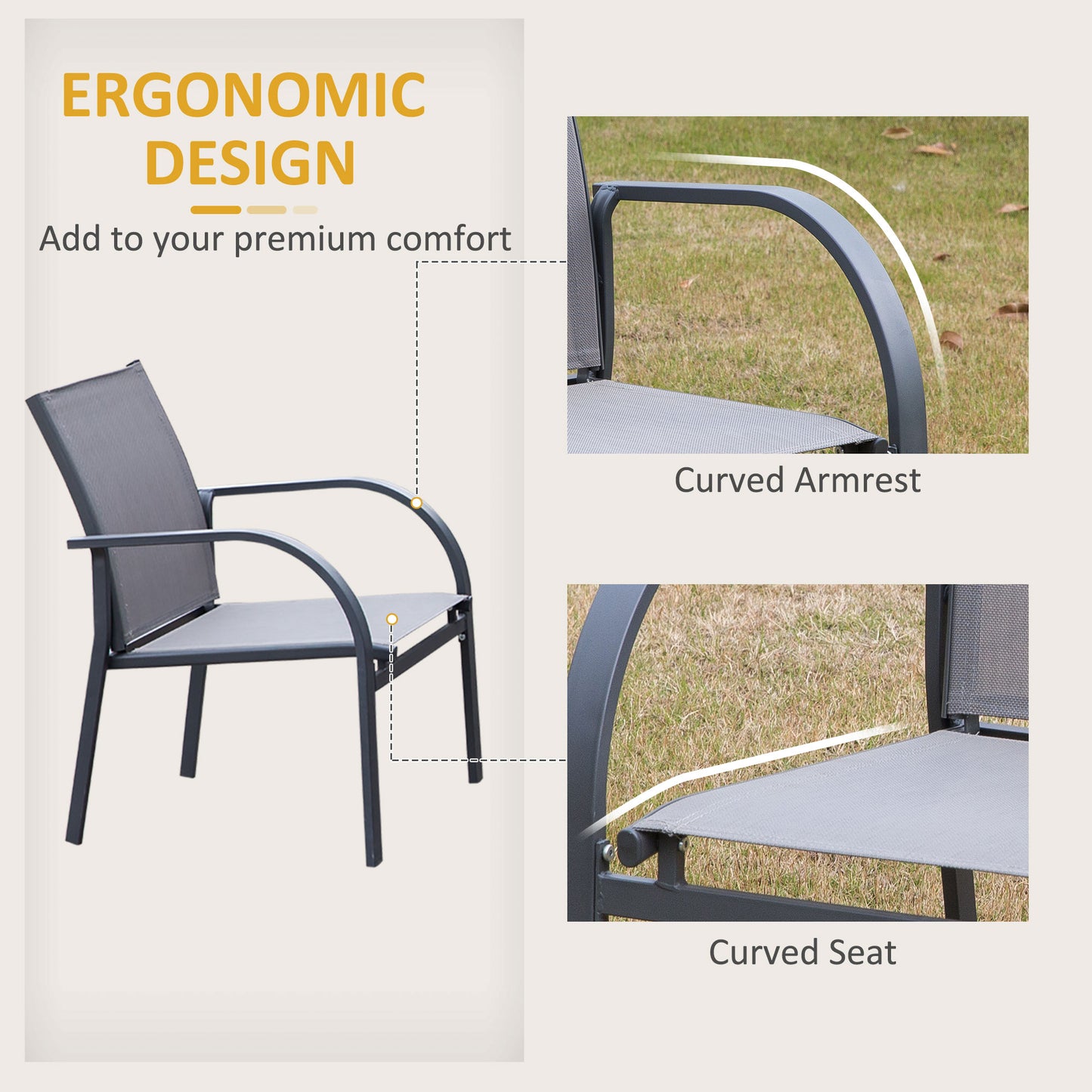AI62 Decor Four-Piece Minimal Garden Patio Set - Grey