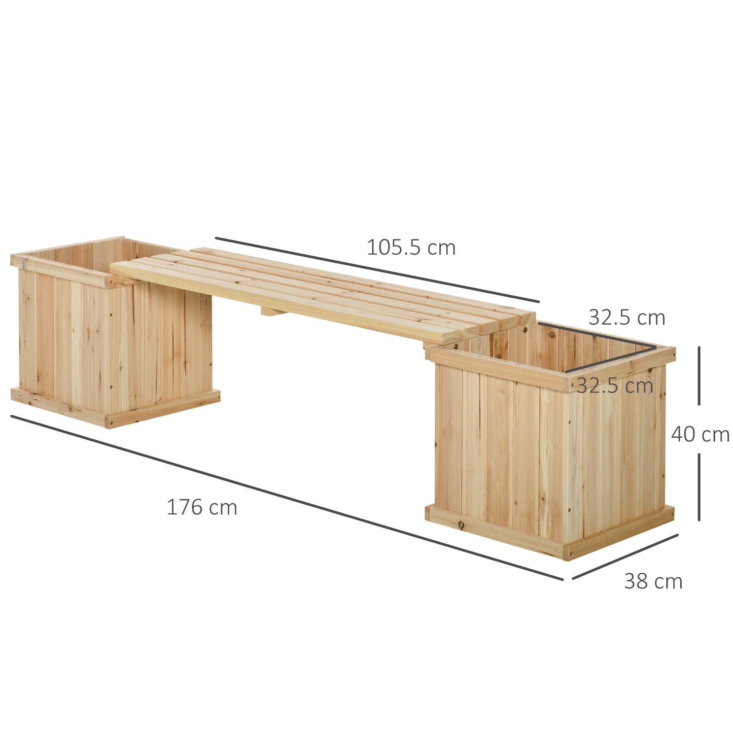 AI62 Decor 37L Wooden Garden Planter & Bench