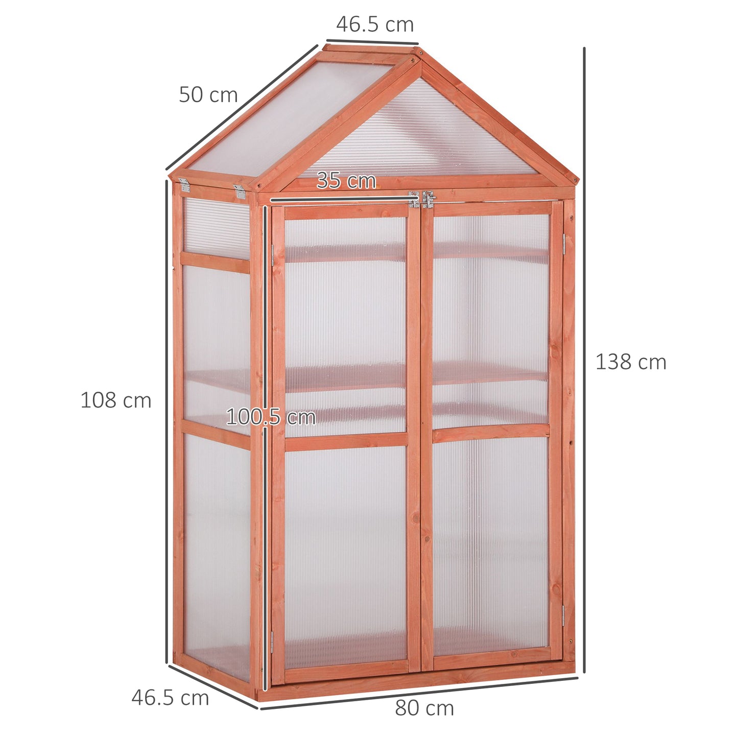 AI62 Decor Garden Cold Frame Greenhouse with Adjustable Shelves – 80x47x138 cm
