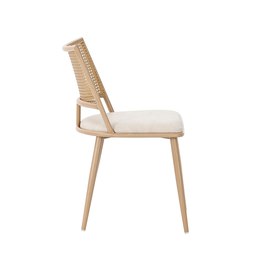 AI62 Decor Retro Bamboo Chairs with PU Seat & Rattan Backrest (Set of 6)