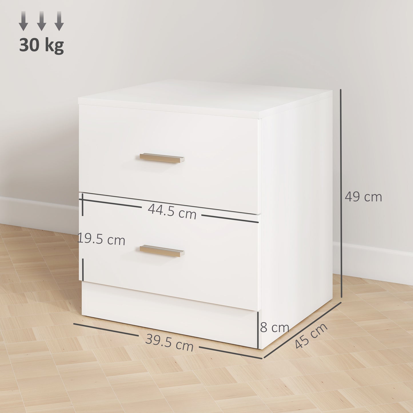 AI62 Decor Modern 2-Drawer Bedside Table