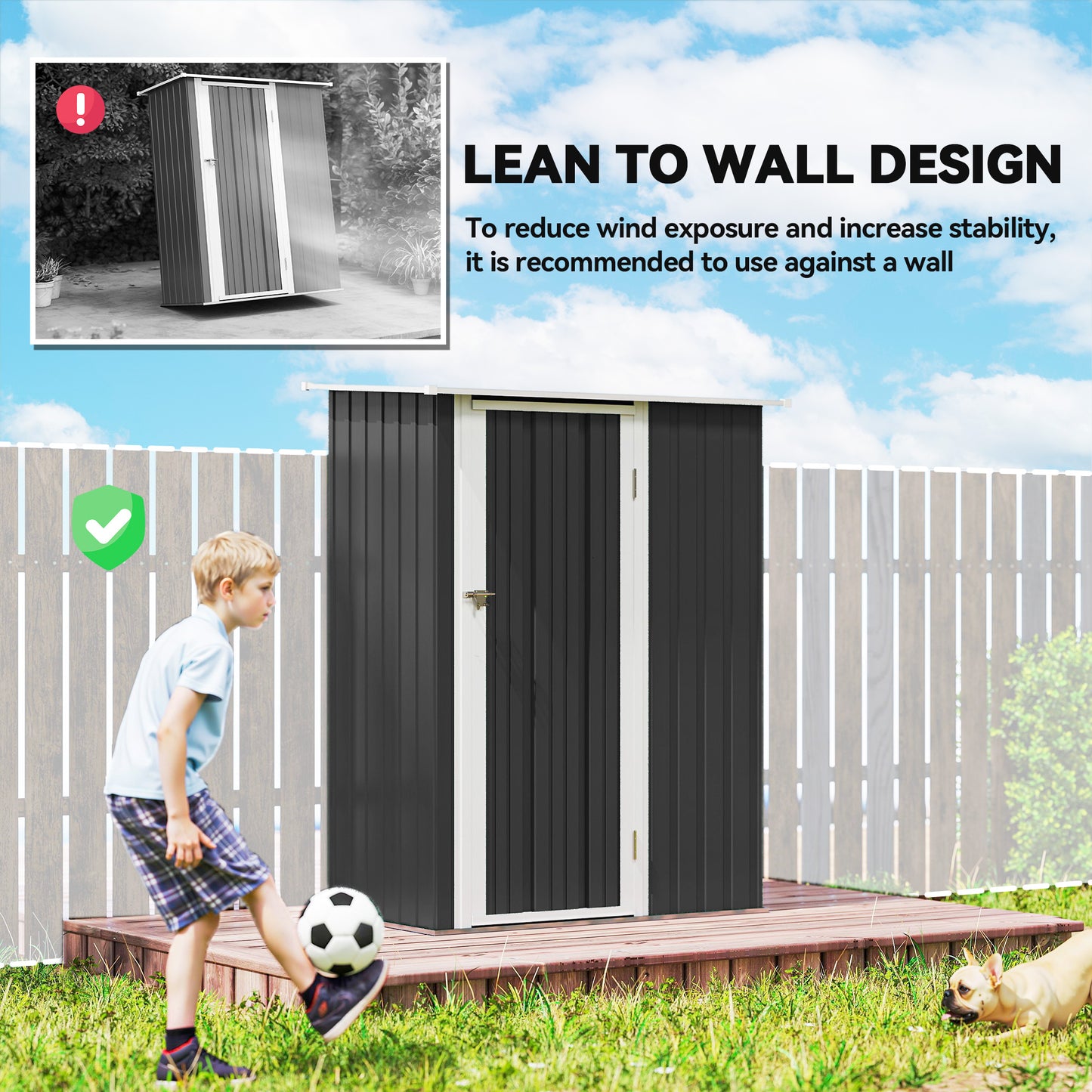 AI62 Decor Lockable Metal Shed for Tools and Equipment