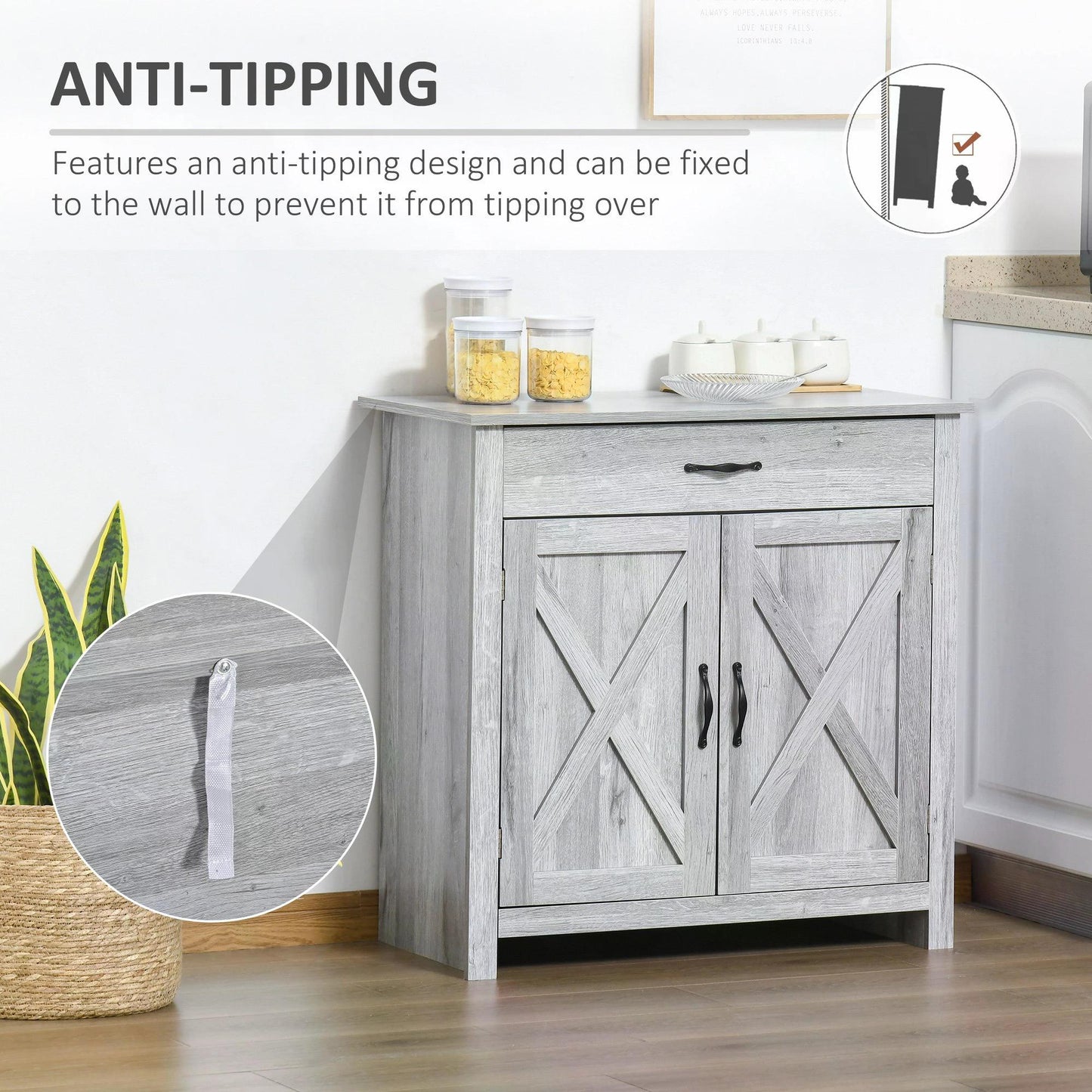 AI62 Decor Farmhouse Barn Door Sideboard Cabinet – Living Room
