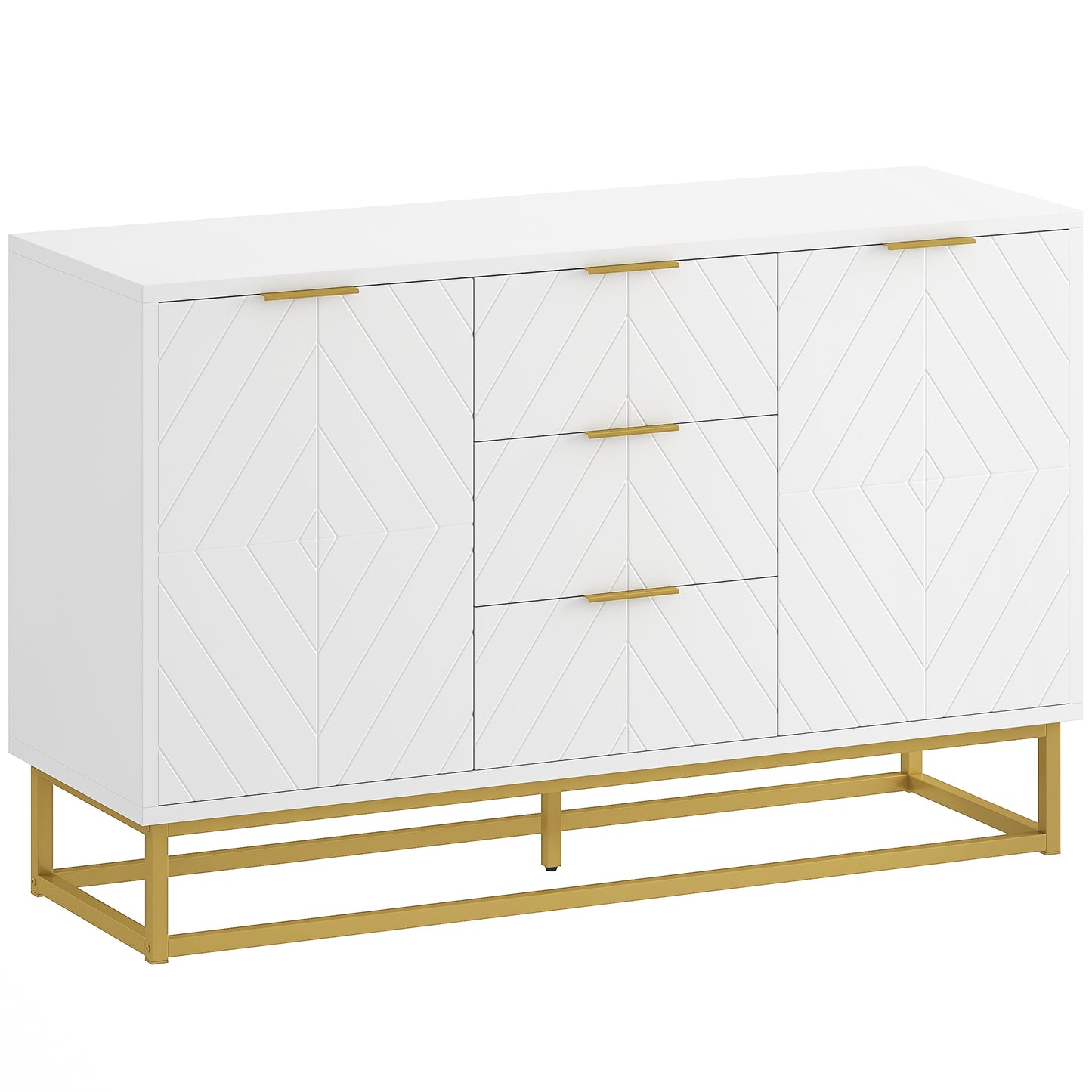 AI62 Decor Sideboard With 3 Drawers And Adjustable Shelves For Living Room - White
