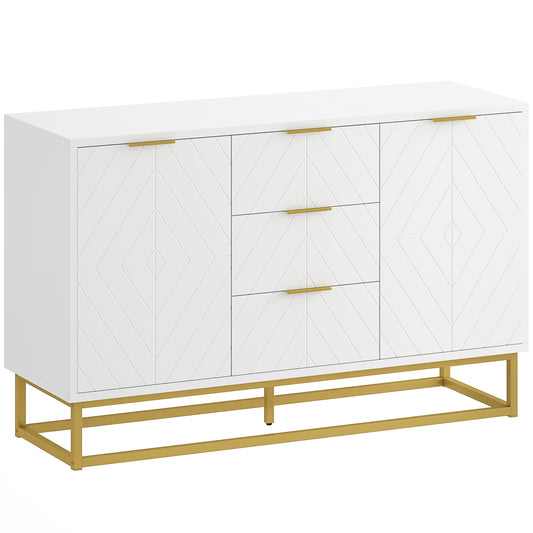AI62 Decor Sideboard With 3 Drawers And Adjustable Shelves For Living Room - White