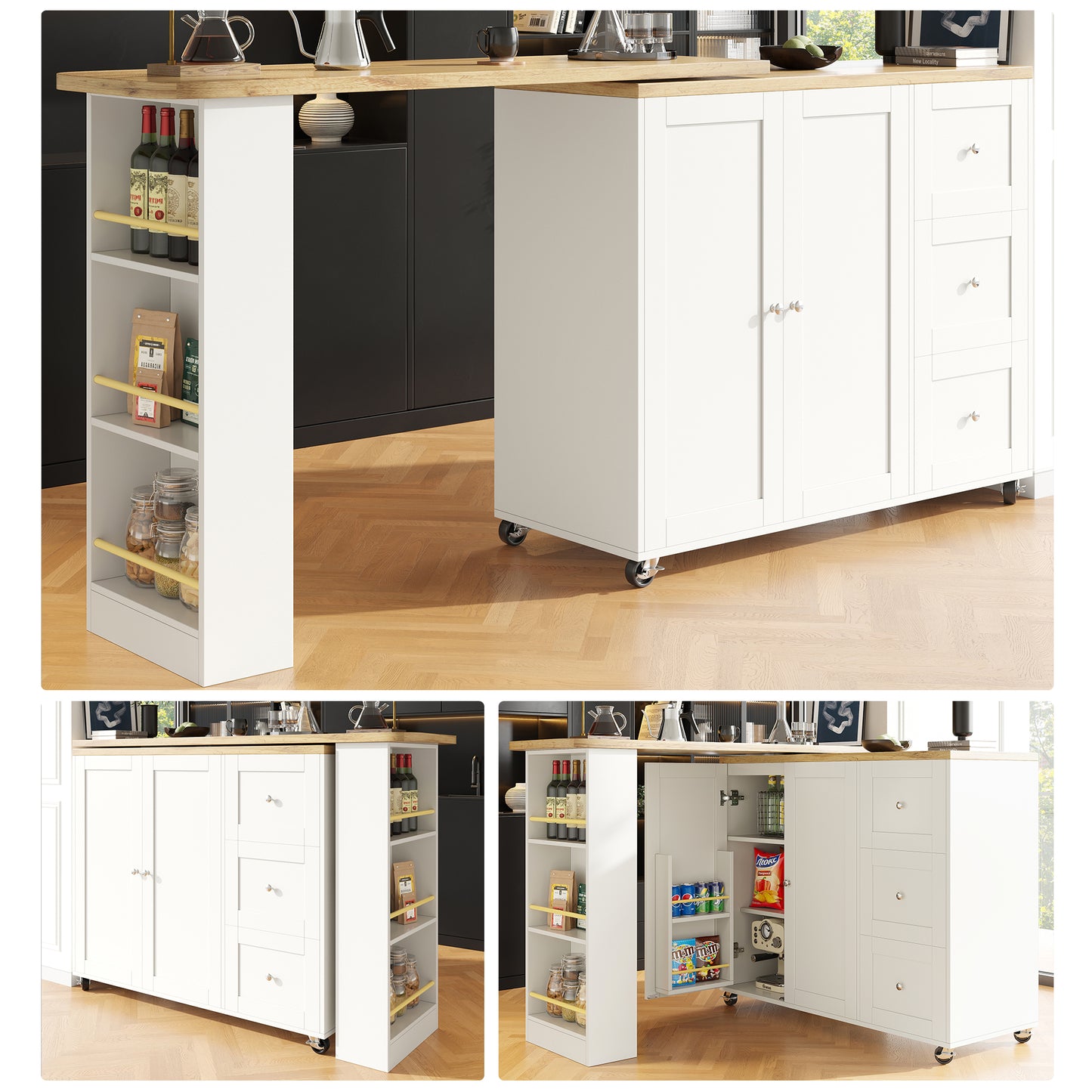 AI62 Decor  360° Swivel Dining & Bar Table with Storage