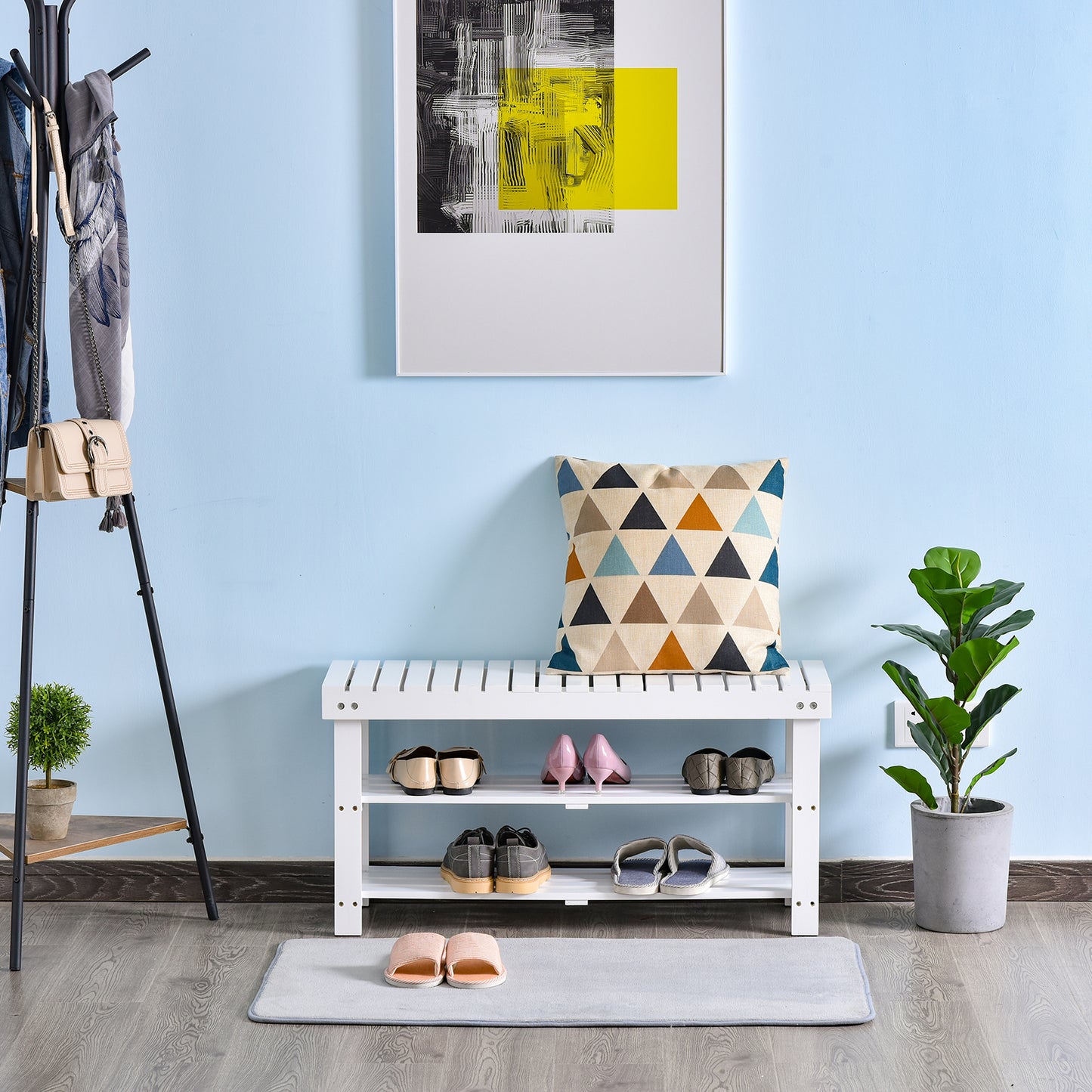 AI62 Decor Shoe Rack with Hidden Compartment – White, 3-Tier