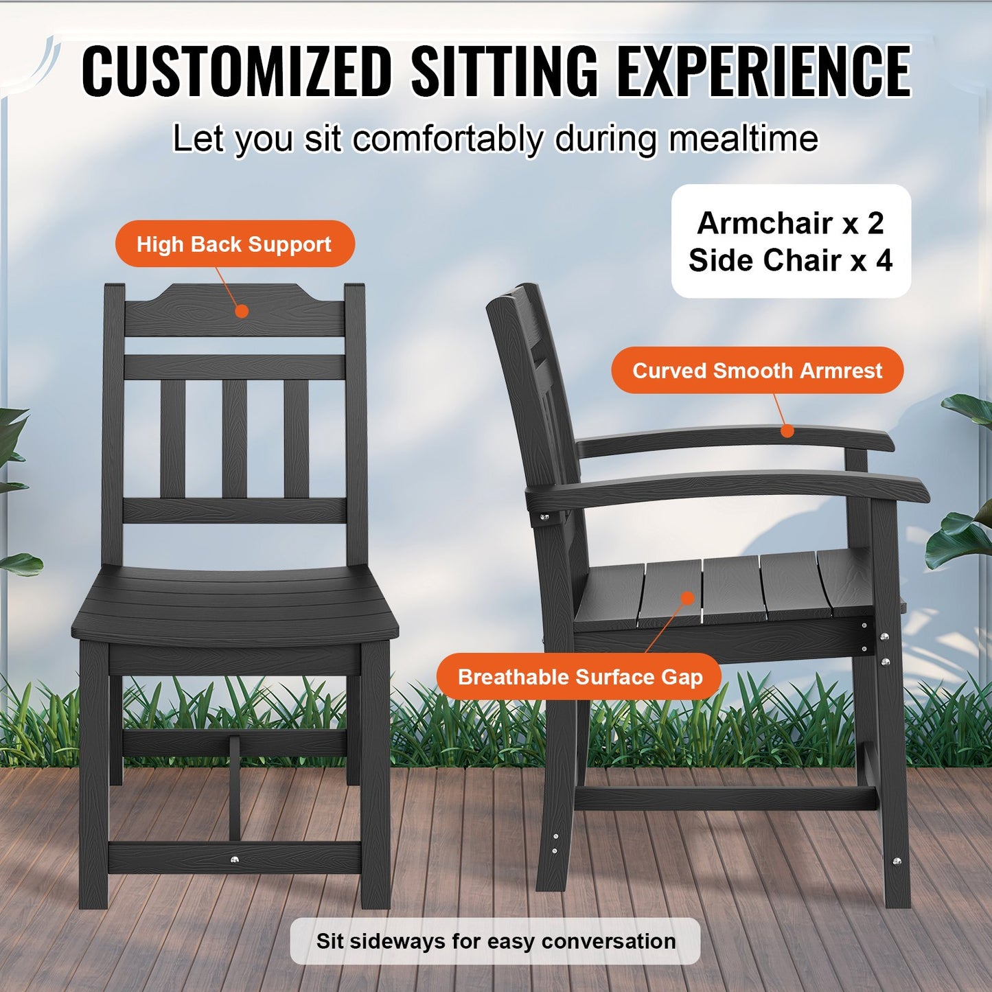 AI62 Decor 7-Piece Outdoor Patio Dining Set – Black