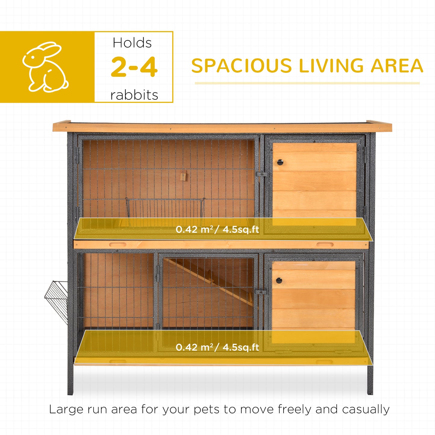 AI62 Decor Rabbit Hutch with Metal Frame & Openable Roof
