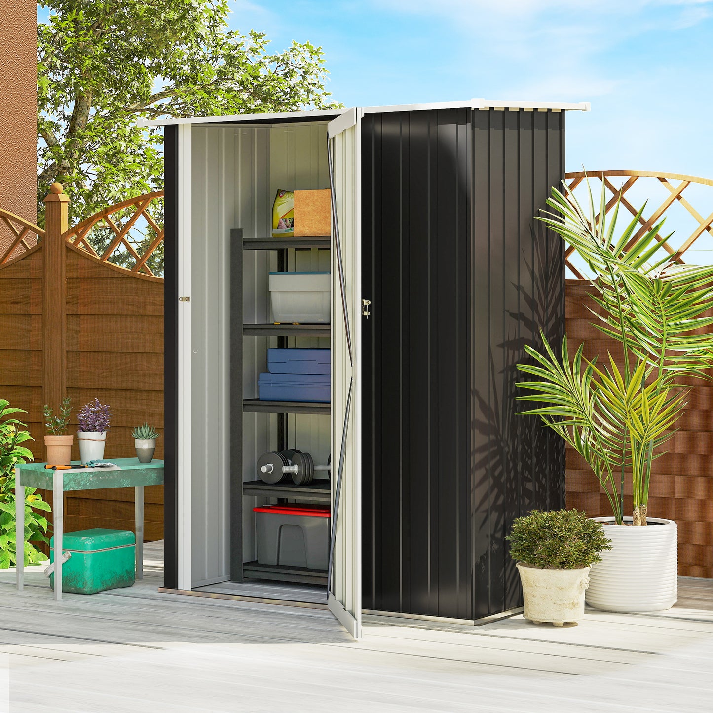AI62 Decor Lockable Metal Shed for Tools and Equipment