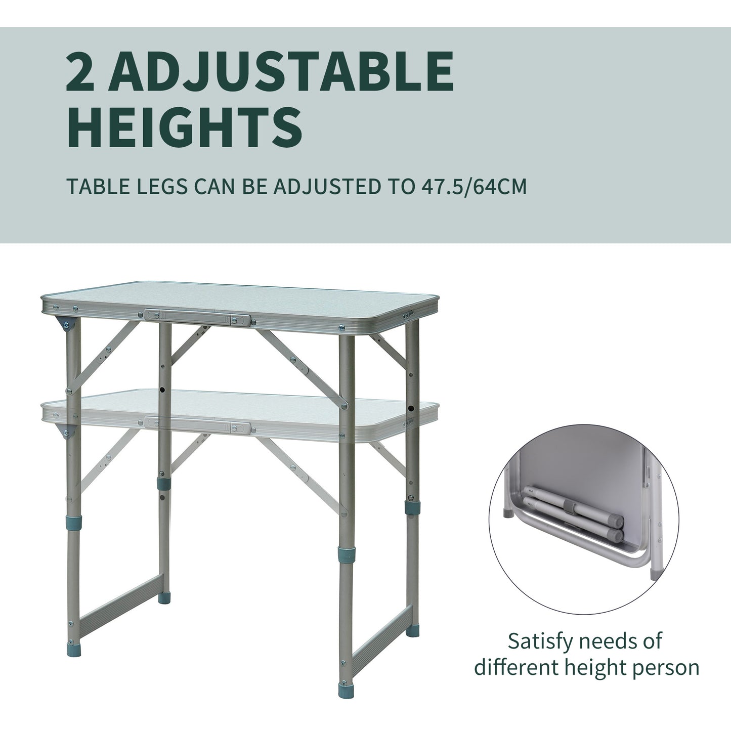 AI62 Decor Patio Foldable Picnic Table-Silver