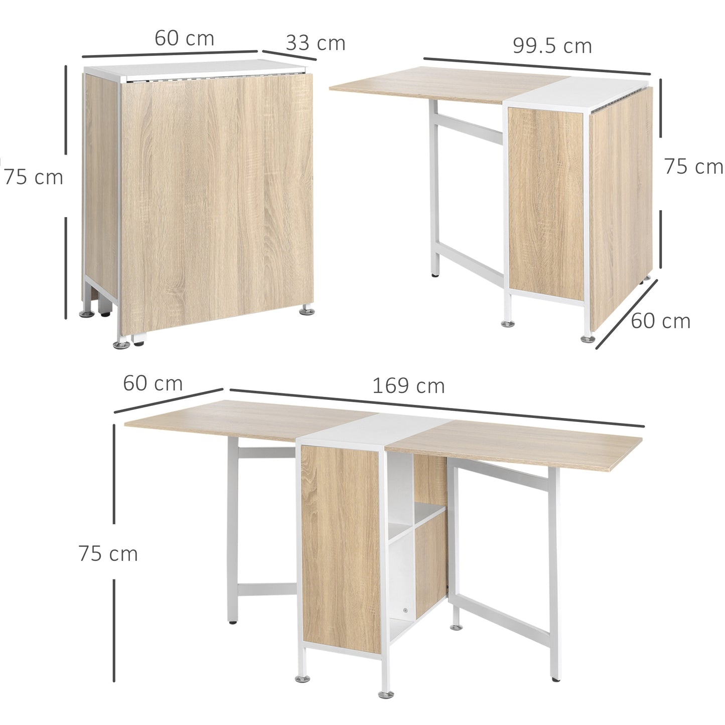 AI62 Decor Compact Drop Leaf Dining Table