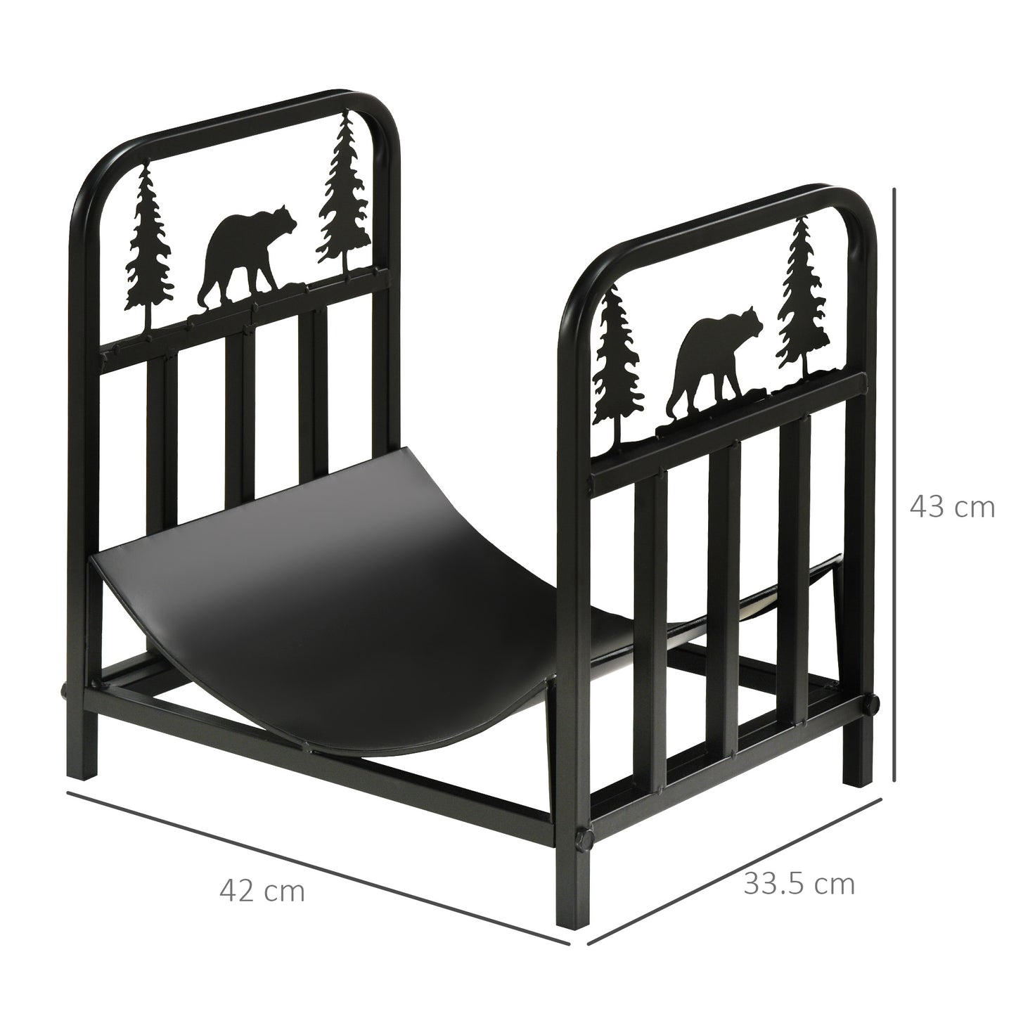 AI62 Decor Bear-Shaped Metal Firewood Rack – Rust-Resistant