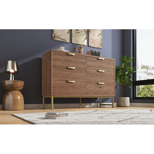 6-Drawer Embossed Sideboard Cabinet for Living Room AI62Decor